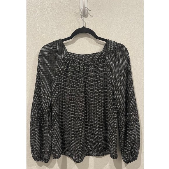 LC LAUREN CONRAD Black And White Long Sleeve Blouse - Picture 4 of 4